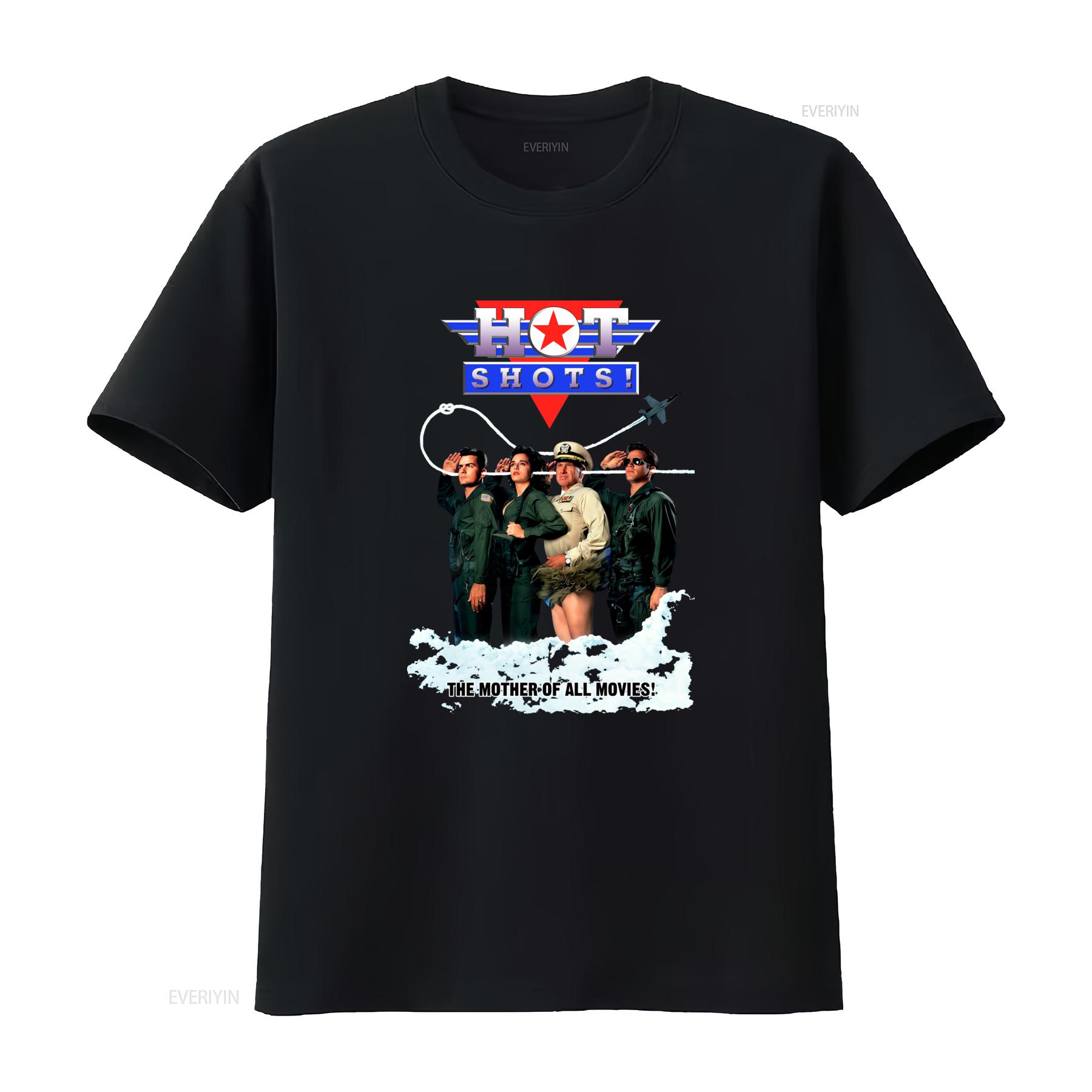 

HOT SHOTS Movie Poster T Shirt for All Sizes Blue Funny Military Design vintage Washed Unisex Casual Stretched designer clothes 4XL