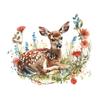 Fun-m116 Cartoon Sika Deer Flower Green Plant Toilet with Bathroom Bathroom Beautification Wall Sticker