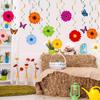 48 Pieces Spring Sun Flowers Butterfly Hanging Swirl Decorations Spirals Sunflower Party Streamers Wall Ceiling Hanging Supplies Favors Spring Summer