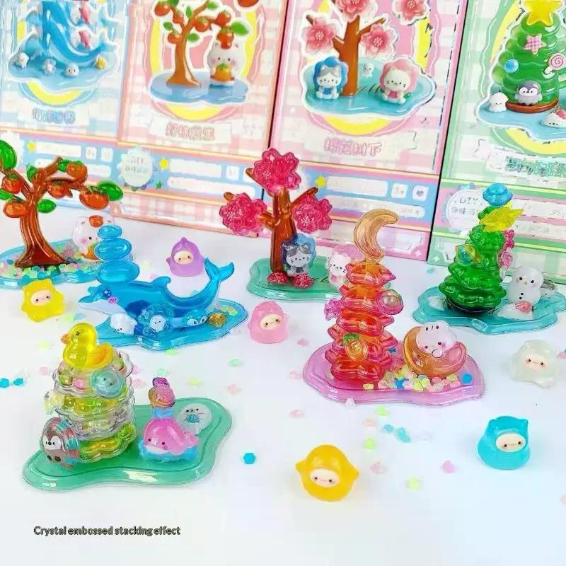 3D Solid Relief Cartoon Stacked Stickers Handmade Cute Crystal Stickers For Art Kids Diy Journal Phone Decoration