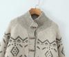 Women's Retro Color-Block Jacquard Knit Cardigan for Autumn/Winter