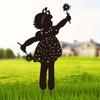 Stunning Little Girl Holding Flowers Garden Stake! Outdoor Decoration Marker. Girl ground.Metal Yard Art with Creative Openwork.