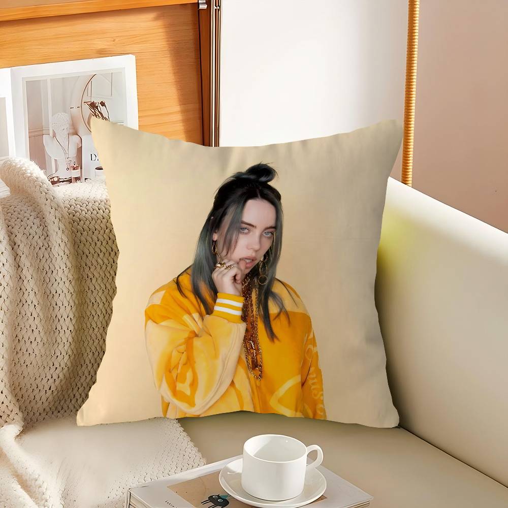 Singer B-Billie-Eilish Decorative Room Aesthetics Pillow Case Home Decor Bedroom Sofa Bed Couch Pillow Cover 45x45