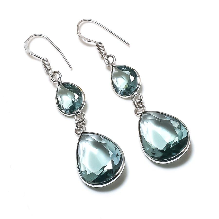 

Natural Blue Topaz Gemstone 925 Sterling Silver Jewelry Earring 2.21 n6t25