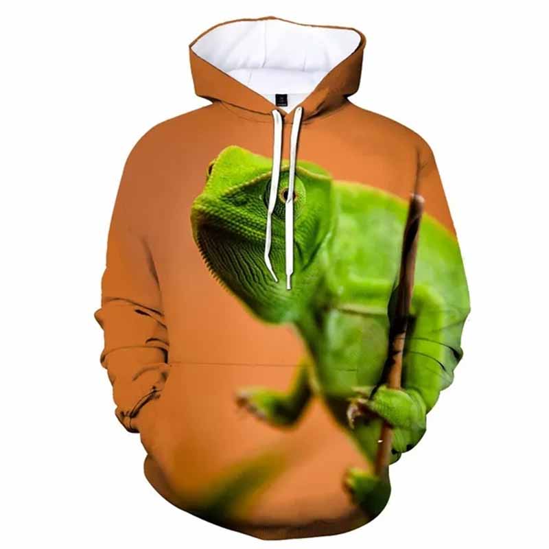 Chameleon Lizard Hoodie Animal 3D Print Men Women Streetwear Hoodies Oversized Pullover Hooded Sweatshirts Kids Tops Clothing