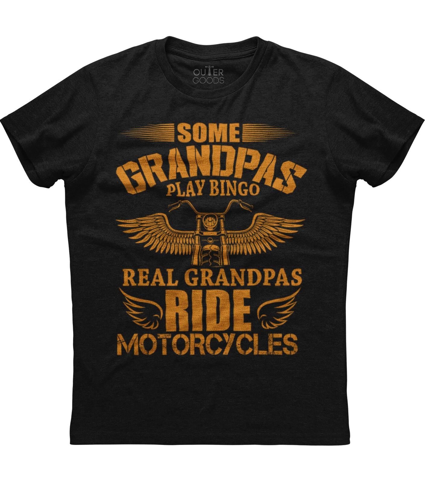 Real Grandpas Ride Motorcycles Mens Short Sleeve New Cotton Black T-shirt S