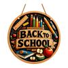 Cute 2D Flat Welcome Sign Round Wooden Ornaments Classroom Door Sign Colorful Decoration School Door Hanging School Decoration