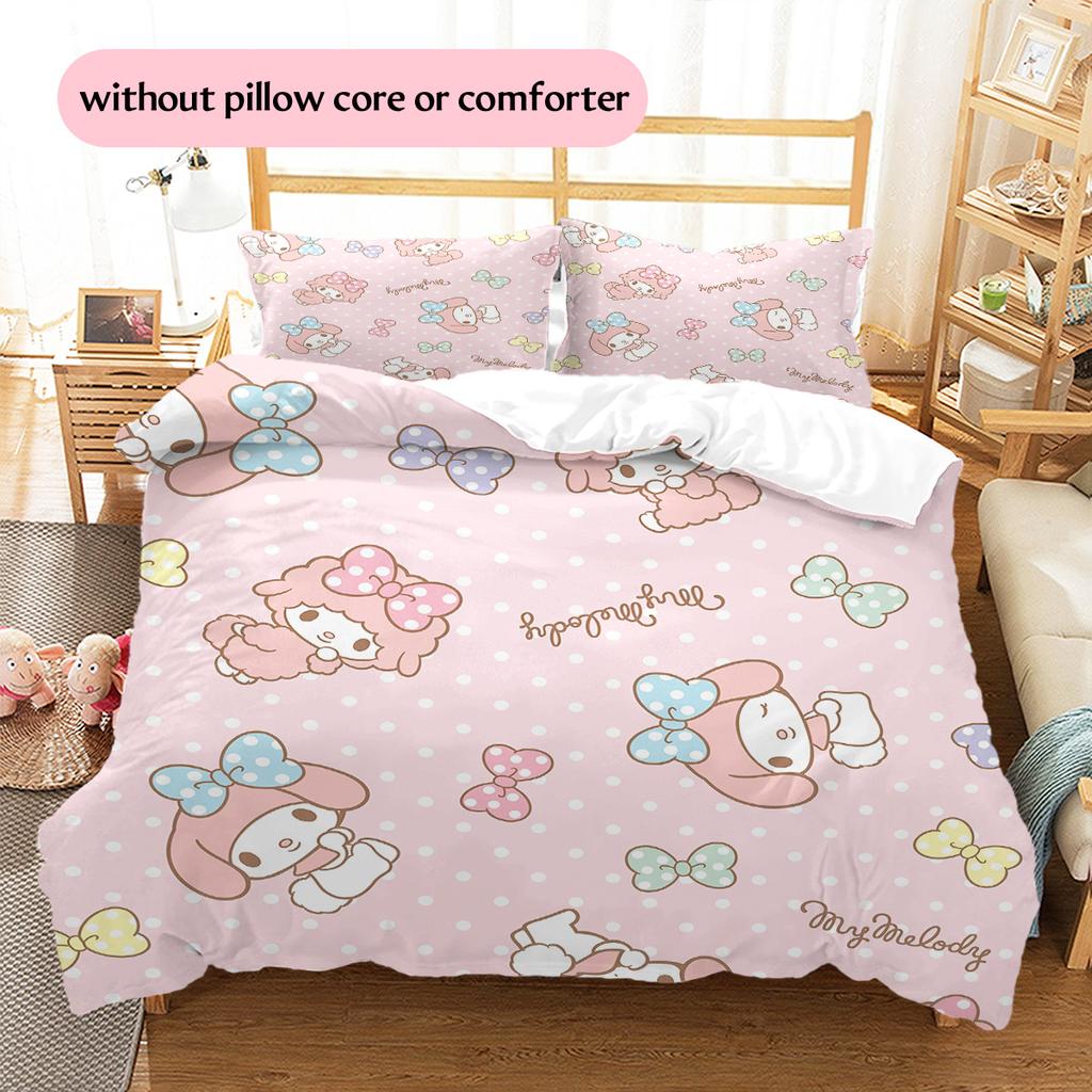 My Melody Pattern Bedding Quilt Set Home Decoration Gift (1 * Duvet Cover + 2 * Pillowcase Without Core)
