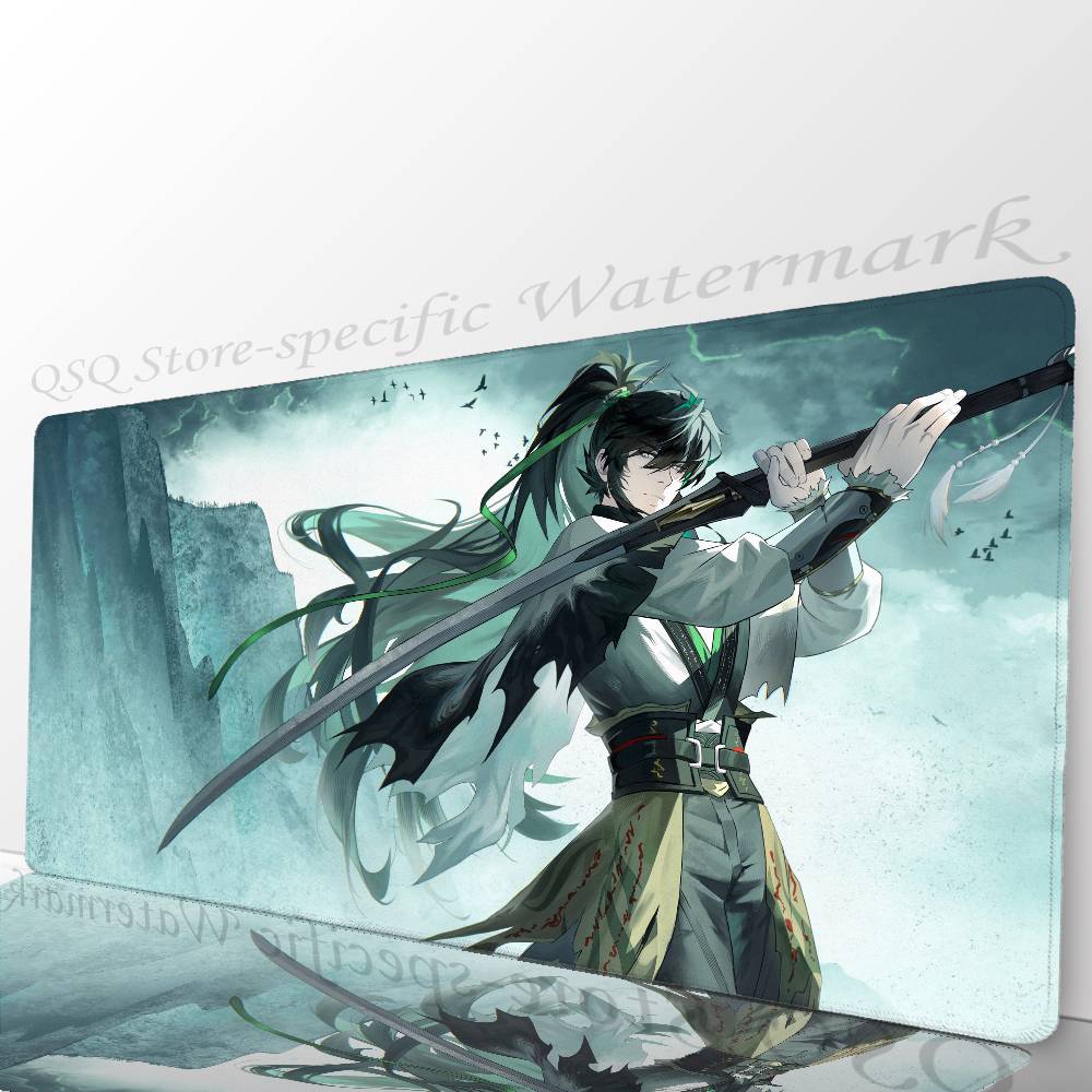 Qiuyuan Anime W-wuthering Waves Tappetino per Mouse Antiscivolo Adatto per Computer da Ufficio Laptop Tappetini da Scrivania per E-sport Tastiera XXL