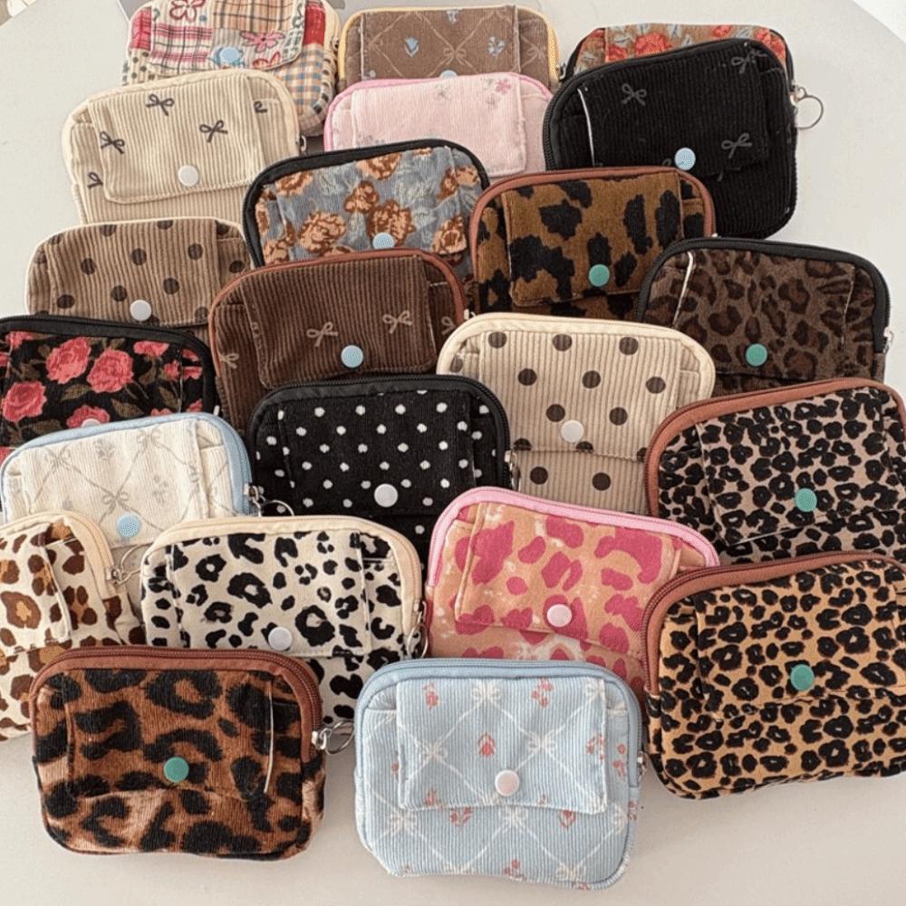 Bow Ethnic Style Coin Purse Polka Dot Small Cosmetic Bag Zipper Pouch Earphone Bag  Travel