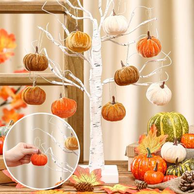 Künstliche Samt-Kürbis-Dekoration Schaumstoff Künstlicher Beflockter Kürbis für Herbst-Ernteparty Thanksgiving Halloween Heimtisch-Mittelstück