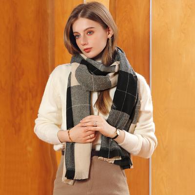Moda feminina cachecol xadrez outono inverno xale engrossar quente pashmina