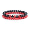 Noter Stylish Handmade 2Pcs Men Bracelet Set 6mm Stone Beads Positive Energy Healing Braslet Leisure Versatile Accessories Homme
