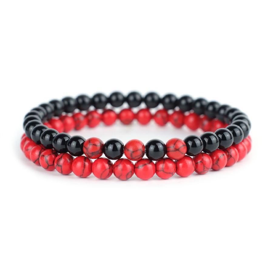 Noter Stylish Handmade 2Pcs Men Bracelet Set 6mm Stone Beads Positive Energy Healing Braslet Leisure Versatile Accessories Homme