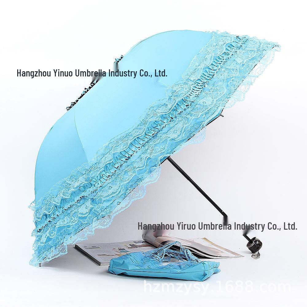 Five-Layer Floral Lace Sun Protection Umbrella - Folding Dual-Use for Sun and Rain