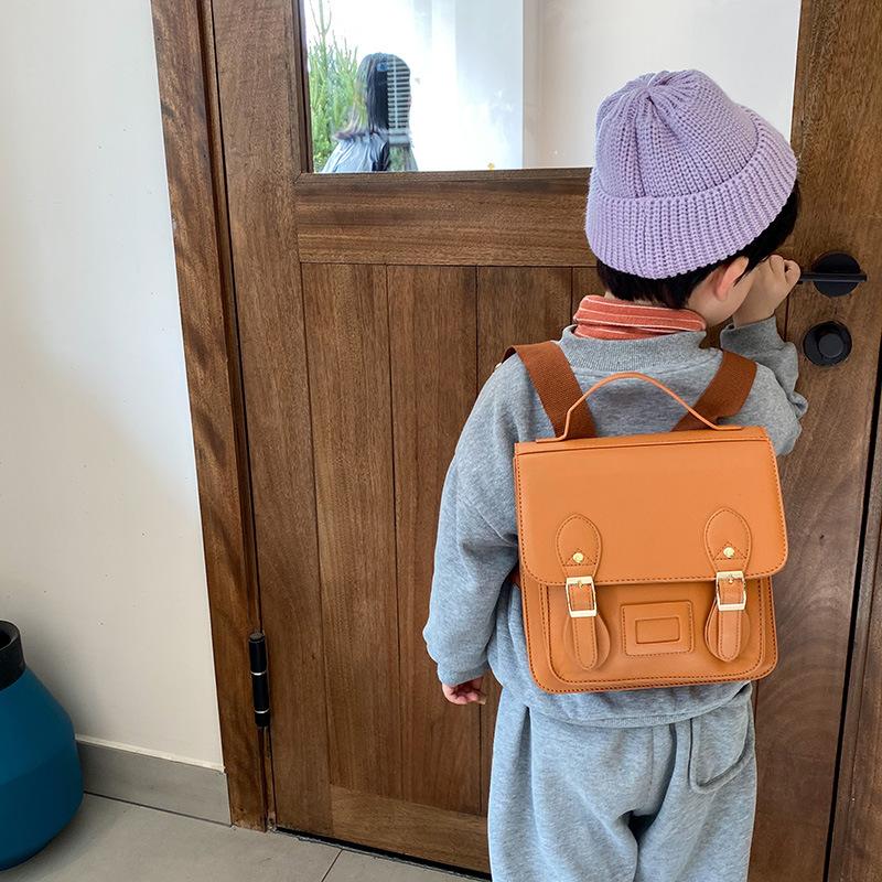 2024 New Casual Fashion High-quality Niche Design Cute Kindergarten Schoolbag Retro Pu Baby Backpack Children's Backpack