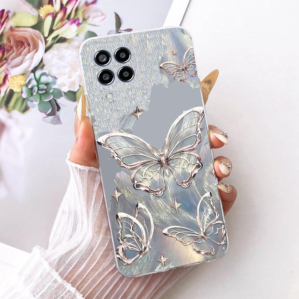 Transparent For Samsung M33 5G Case Cover Cute Cat Fashion Butterfly Funny Painted Casing For Samsung Galaxy M33 5G M336B M336K