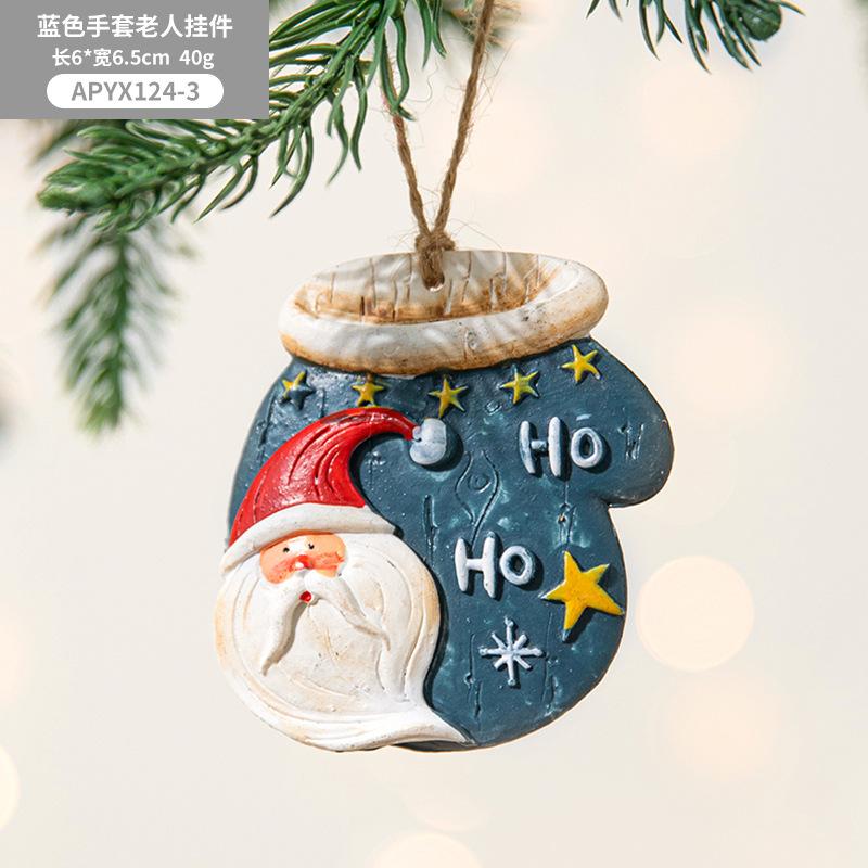 New Christmas Painted Resin Santa Claus Heart Pendant Retro Style Christmas Tree Imitation Ceramic Decoration navidad 2025