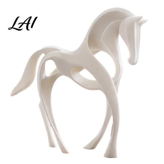 Matte Home Decor Ornament 3D Printed Abstract Horse Statue Minimalist Galloping Stallion Sculpture with Art Collectible Accessory Flowing Curves, S