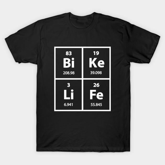 Men Black Print T-shirt Bike Life Periodic Table Elements No-Cut Transfer Paper Print Cotton Tshirt M