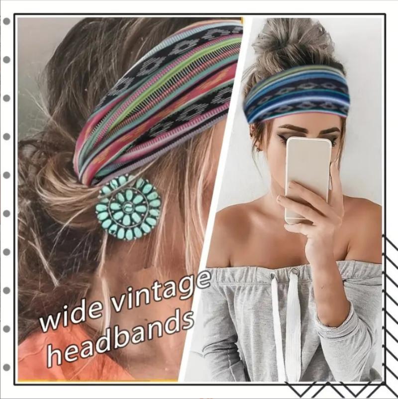 Women's Wide Headband Cotton Printed Headband Sports Band Striped Headband A Wide Edge Yoga Headband Soft Hair Band Headdress Bundle Women Headband