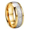 Trendy 8mm Rose Gold Color Vintage Imitated Meteorites Inlaid Rings Men Stainless Steel Rings for Men Wedding Band Jewelry Gifts