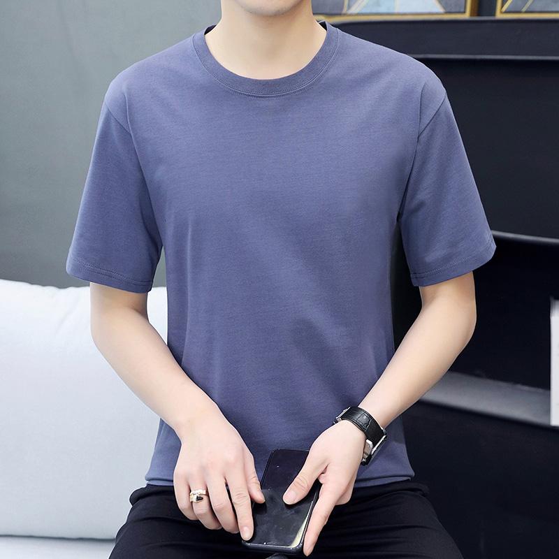 Cotton Short-sleeved Style Pure Cotton Short-sleeved T-shirt Men's Small Off-shoulder Half-sleeve Plus Size Cotton High-density Cotton Short-sleeved