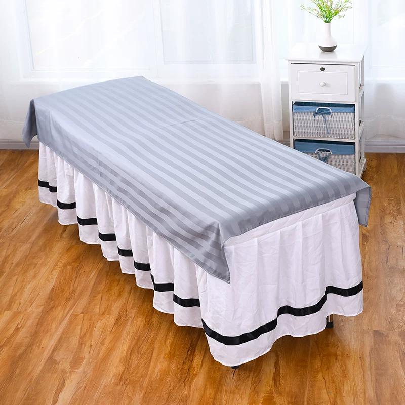 Silky Cotton Washable Wrinkle Resistant White Beauty Bed Sheet Beauty Salon Specific Single Piece Massage Bed Towel with Holes Easy To Dry Bedding