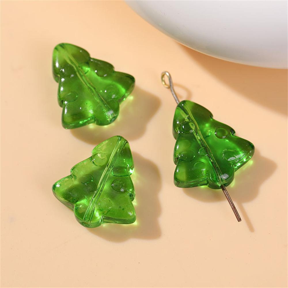 Z32 14x16mm 5pcs Cartoon Glass Transparent Colorful Christmas Tree Handmade Mobile Phone Chain DIY Bracelet Material Accessory