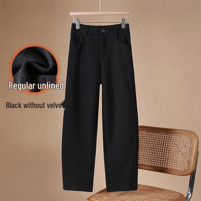 

Plus Size Velvet Woolen Curved Leg Pants - High Waist Wide Leg Pants for Women (Autumn/Winter). 4XL (165-180 Jin, Fabric Upgrade)