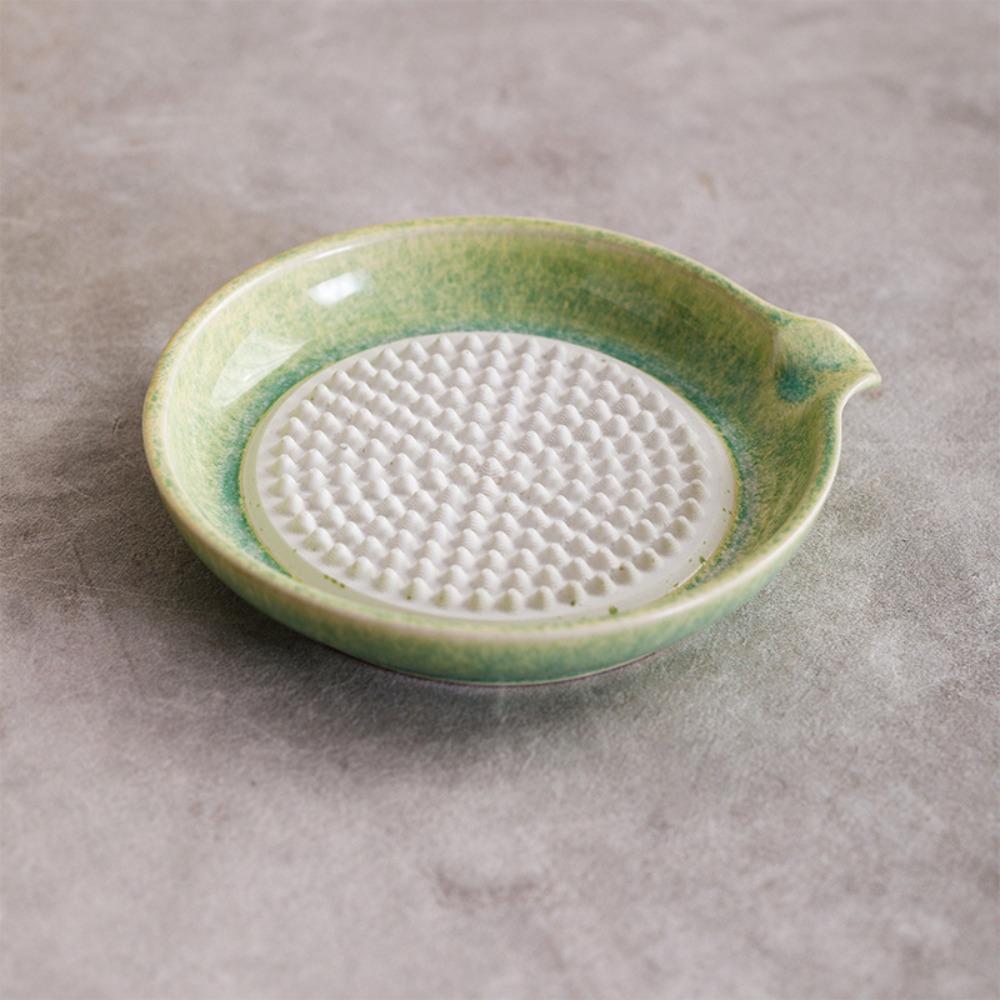 Manual Garlic Sauce Bowl Handheld Fruit Vegetable Puree Grinder Ceramic Garlic Grater Meal Prep зелёный