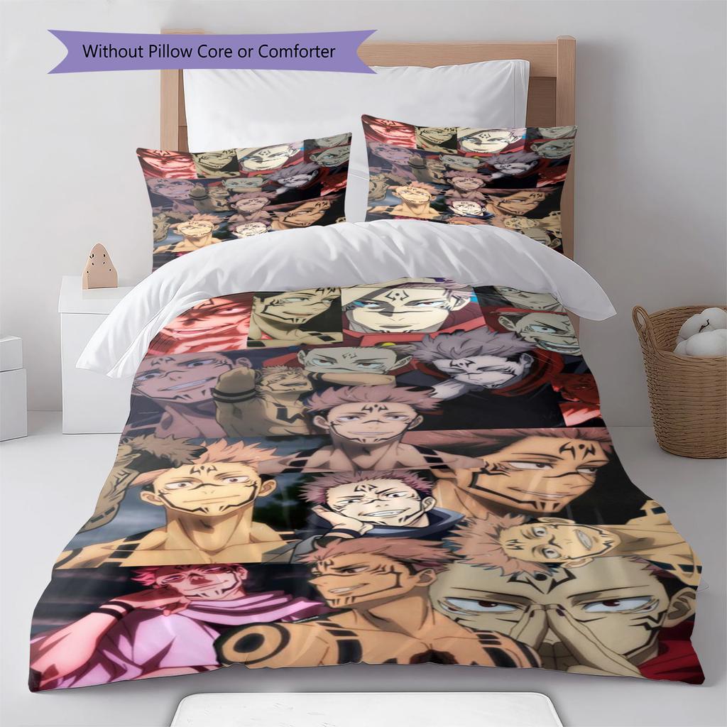 Jujutsu Kaisen Graphic Duvet Cover Set Bedding Polyester Comforter Cover Pillowcase Twin Full Queen Zipper -QJY