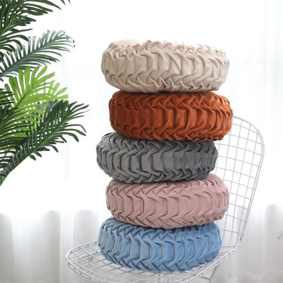 Pumpkin Pillow Comfortable Multifunctional Stuffed Fold Pattern Round Wheel Pillow for Kids