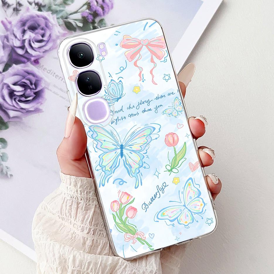 For Vivo Y200 5G Case Vivo V40 Lite Beautiful Butterfly Painted Cover Soft Slim Phone Case For Vivo Y300 Y 200 V40Lite 5G Bumper