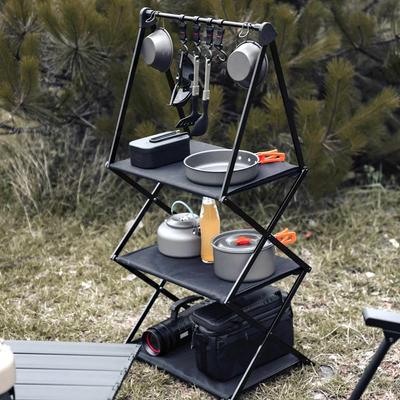 Tazze da campeggio Ciotole Scolapiatti pieghevole Mensola sospesa con gancio Staffa in lega di alluminio Scaffale portaoggetti per stoviglie da picnic barbecue all'aperto