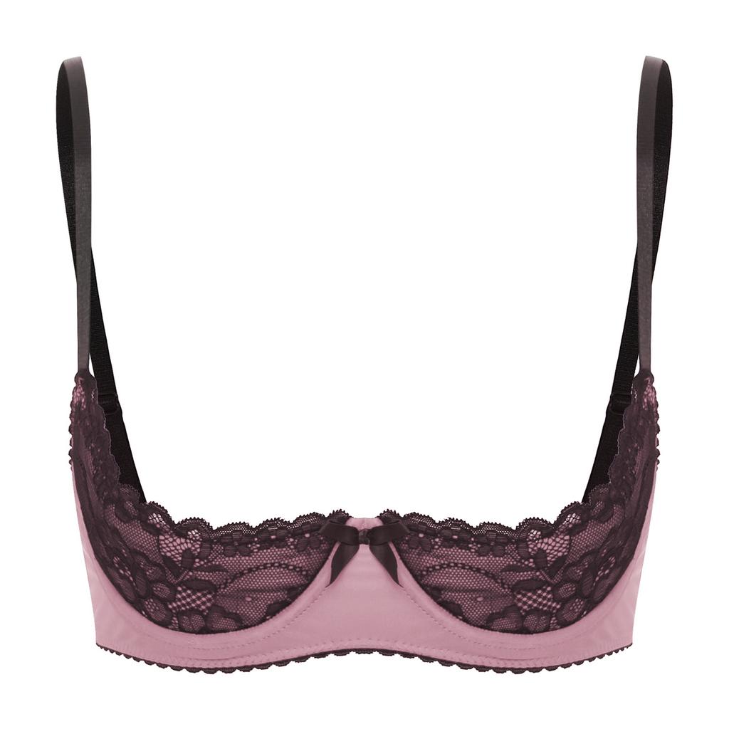 Womens Fashion Underwear Lace Push Up Bra Adjustable Straps Balconette Half Cup Lingerie for Daily Wear