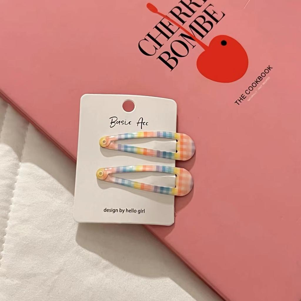 2pcs Korean Kid Hair Clips Cute Plaid Bear Barrettes for Girls Summer Fashion Fruit BB Hair Accessories Princess Series Headwear