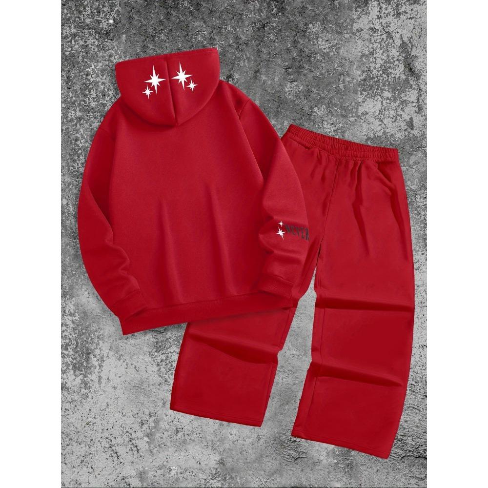 Set Felpa con Cappuccio Casual da Uomo e Pantaloni Sportivi a Gamba Dritta, Abbigliamento Sportivo Casual Largo, Abbigliamento Caldo e Confortevole per Autunno e Inverno