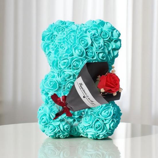 Cute Bear Artificial Rose Flower with Gift Box Valentine's Day Gifts for Mom Wife Grandma Girlfriend Sister In Mother's Day Birthday Anniversary