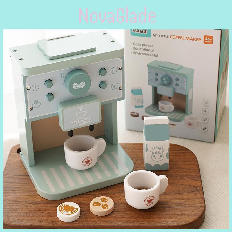 Wooden Childrens Pretend Play Coffee Machine Toy For Kids Ages 3 To 6 Educational Kitchen Set