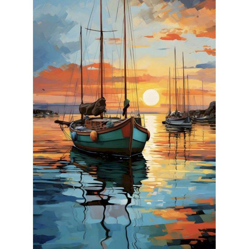 CHENISTORY Hand Painting Sailboat In Bedroom Living Room Landscape Painting By Numbers Kit DIY Artwork Canvas Home Decoration