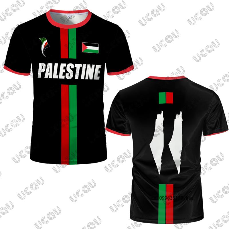 Palestina Fotballdrakt Dame og Herre T-skjorte Sommer Kort Ermet Palestinsk Draktdrakt Hurtigtørkende Sport T-skjorter Casual Topper