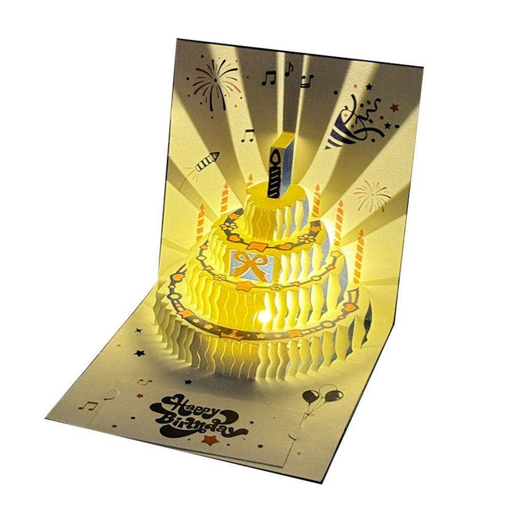 3D Happy Birthday Card Music Light Gift Card New Musical Light Greeting Card  Party Party Supplies