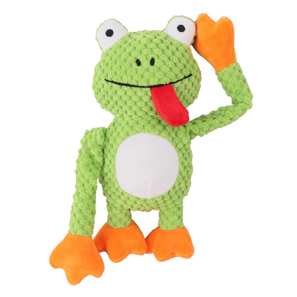 Chew-Resistant Plush Frog Dog Toy - Bite-Proof, Stress-Relieving, Pull-Interactive Pet Toy with Squeaker, Perfect for Chewing,