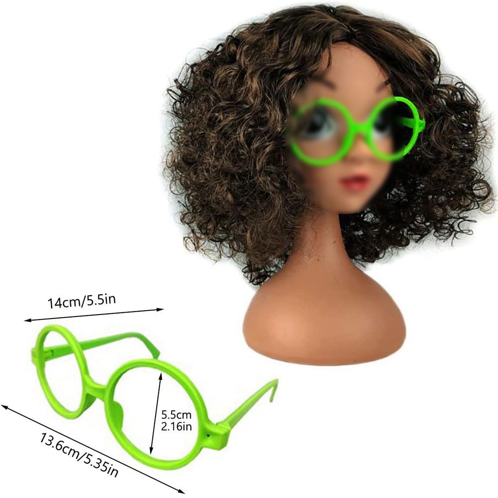 Parrucca Cosplay Film Cartoni Animati per Bambini Costume Vestito Capelli con Montatura Occhiali Mascherata Capelli Corti Ricci Vestire Halloween