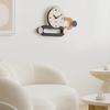 Modern Geometric Wall Clock Stylish Cream Colored Wooden Design with Silent Movement, Creative Decorative Timepiece for Living Room or Office