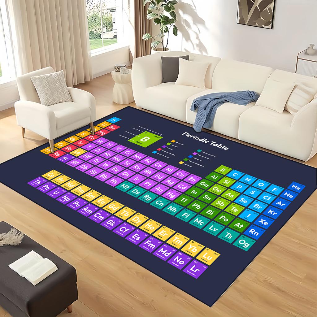 Retro Periodic Table of Elements Physics Formula Area Rug Carpet for Living Room Bedroom Home Decor,Non-slip for Sofa Doormat