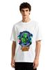 Mens Alien Gamer Ufo Graphic Tshirt Retro Space Print Casual Short Sleeve White Cotton Tee