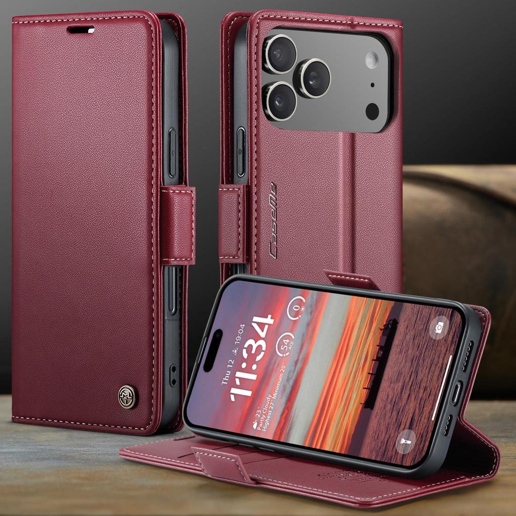 CaseMe-023 Flip Leather Case For iPhone 17 Pro Max Luxury Magnetic Wallet Card Slots Cover Stand Protectives Skins Shell