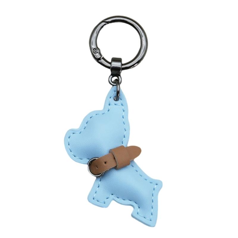 Car Hanging Ornament Key Chain PU Leather French Bulldog Key Chain Creative Gift Bag Charm Pendant Decoration